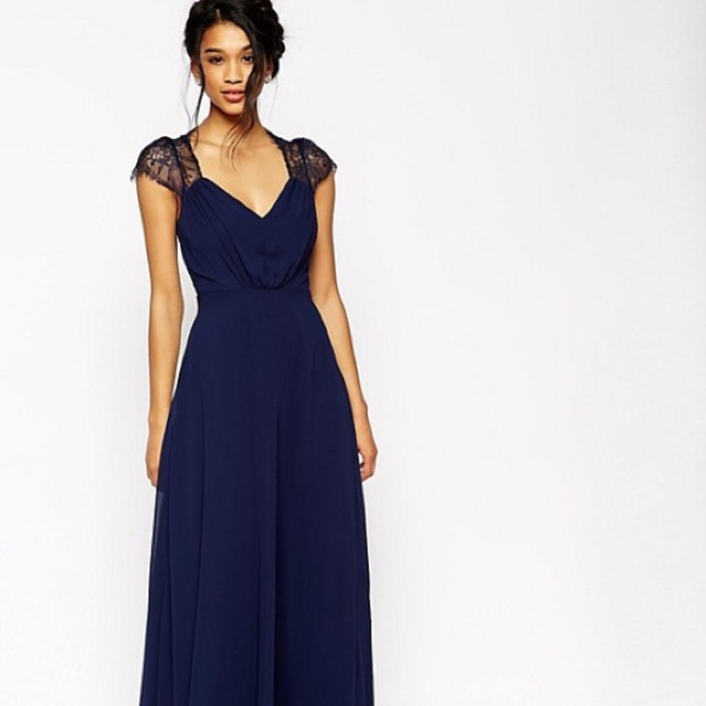 Long formal navy blue dress